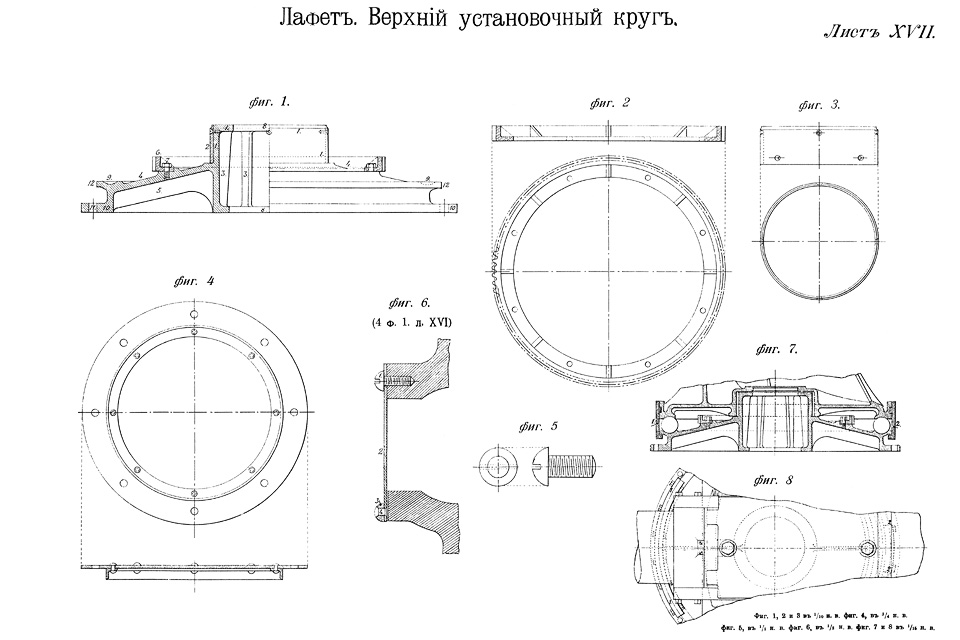 Лист XVII — Лафет. Верхний установочный круг