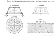 Лист XVIII — Лафет. Тумба, нижний установочный круг и бетонное основание