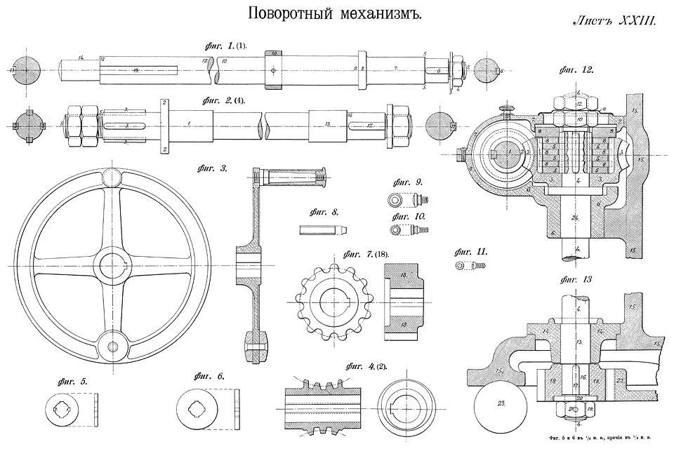 Лист XXIII — Поворотный механизм