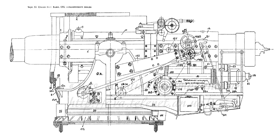 Чертёж 53 — Станок сист. Металлич. завода. Вид слева